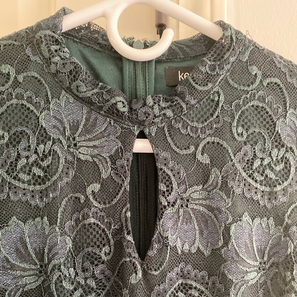 Flattering Kensie Dark Green Stretch Lace Dress - Picture 2 of 6